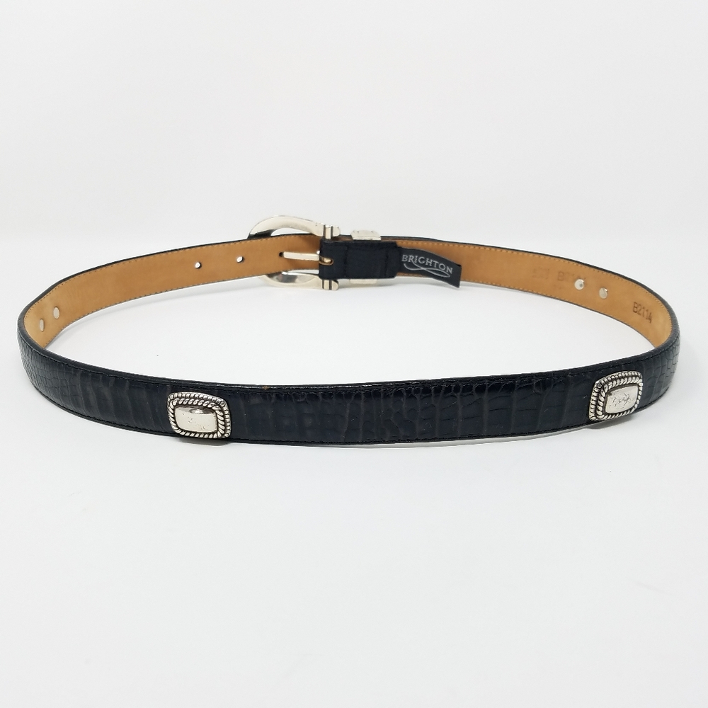 Brighton Black Alligator, Crocodile Embossed Leather Belt, ML, 32 - Picture 2 of 10